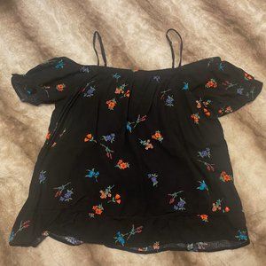 Off the Shoulder Black Floral Women Top
